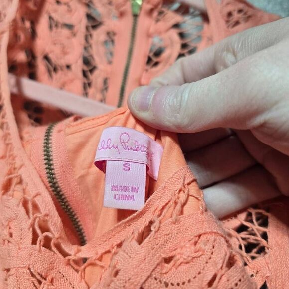 Lilly Pulitzer Tabitha Sunrise Orange Batt It Up Battenburg Lace Shift Dress - Picture 4 of 5